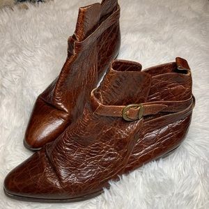 VanEli Dark Brown Italian Leather Ankle Boots